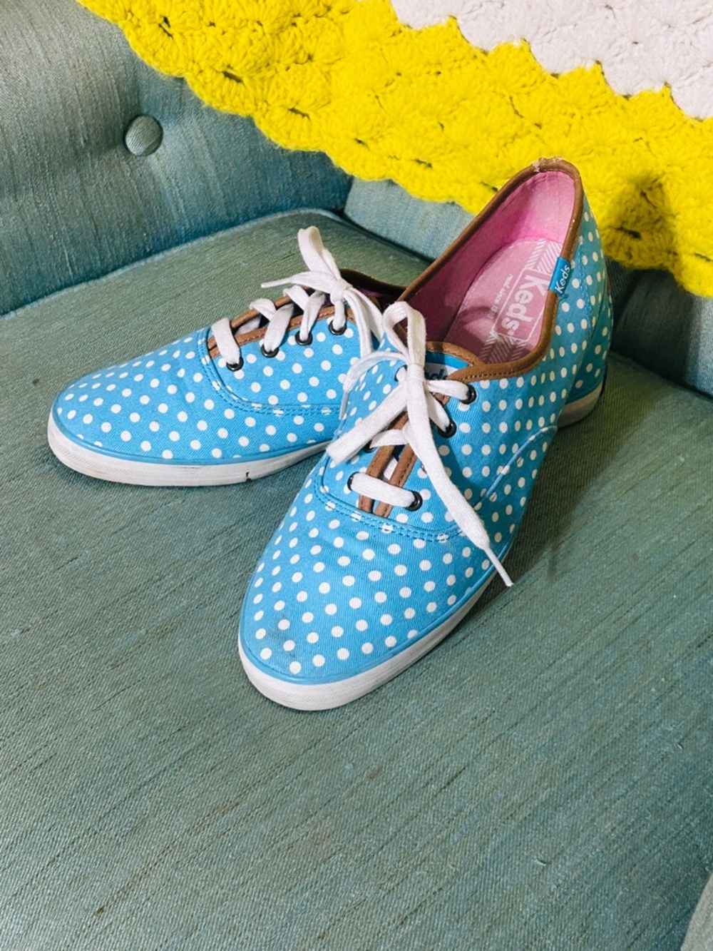 Keds Y2K Blue Polka Dot Canvas Sneakers